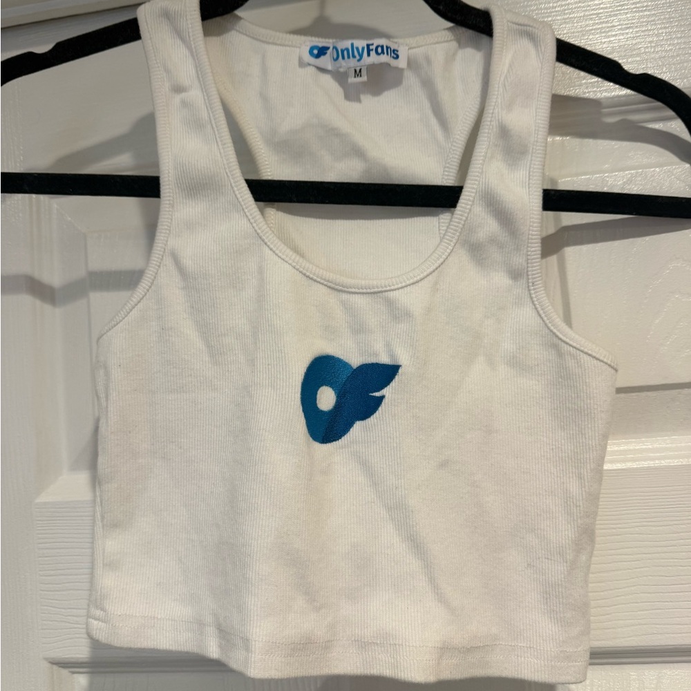Only Fans Cropped Racerback White Tank